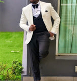Xituodai Slim Fit Groomsmen One Button Groom Tuxedos Peak Blue Lapel Men Suits Wedding Best Man 3 Pieces ( Jacket+Pants+Vest+Tie )