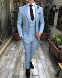 Xituodai Slim Fit Groomsmen One Button Groom Tuxedos Peak Blue Lapel Men Suits Wedding Best Man 3 Pieces ( Jacket+Pants+Vest+Tie )