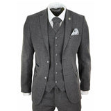 Xituodai Grey Herringbone Men&#39;s Suit Tweed British Style Custom Made Male Suit Slim Fit Blazer Wedding Suits for Men 3 Pieces