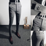 Xituodai Fashion Men Suit Pants Ankle Length Business Dress Pants Male Office Social Casual Slim Fit Pants Streetwear Wedding Trousers