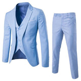 Xituodai 2 Piece Groom Suit Formal Blazer + Pants Set Solid Color Single-breasted Male Korean Style Jacket Zipper Fly Trousers Men Suit