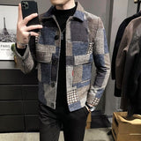 Xituodai 2022 Autumn and Winter Fashion New Men&#39;s Casual Lapel Hoodless Jacket / Male Slim Plaid Woolen Coat