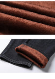 Xituodai Brand Trousers Grey Fleece Men Clothes  Black Elasticity Warm Thinker Winter Jeans Business Casual Male Denim Slim Pants