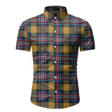 Xituodai Red Plaid Shirt Men 2022 Summer Brand Classic Short Sleeve Dress Shirt Casual Button Down Office Workwear Chemise Homme M-3XL