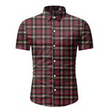 Xituodai Red Plaid Shirt Men 2022 Summer Brand Classic Short Sleeve Dress Shirt Casual Button Down Office Workwear Chemise Homme M-3XL