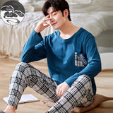 Xituodai Autumn Winter Men&#39;s Cotton Pajamas Letter Striped Sleepwear Cartoon Pajama Sets Casual Sleep&amp;Lounge Pyjamas Plus Size 4XL Pijama