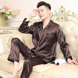 Xituodai Silk Pajamas Plus Size Men Solid Cute Pajamas for Men Summer Nightwear Pajama Two Piece Set Satin Silk Pyjamas Loungewear