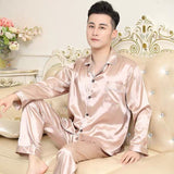 Xituodai Silk Pajamas Plus Size Men Solid Cute Pajamas for Men Summer Nightwear Pajama Two Piece Set Satin Silk Pyjamas Loungewear