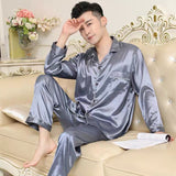 Xituodai Silk Pajamas Plus Size Men Solid Cute Pajamas for Men Summer Nightwear Pajama Two Piece Set Satin Silk Pyjamas Loungewear