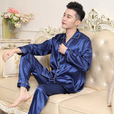 Xituodai Silk Pajamas Plus Size Men Solid Cute Pajamas for Men Summer Nightwear Pajama Two Piece Set Satin Silk Pyjamas Loungewear