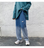 Xituodai Men Skeleton Baggy Casual Pants 2021 Mens Japanese Streetwear Wide Leg Denim Trousers Male Y2k Blue Vintage Denim Pants