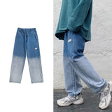 Xituodai Men Skeleton Baggy Casual Pants 2021 Mens Japanese Streetwear Wide Leg Denim Trousers Male Y2k Blue Vintage Denim Pants