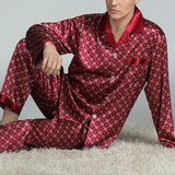 Xituodai Spring Men Sleepwear Long Sleeve Satin Pajama Sets For Men Sleepwear Suit Homewear Home Clothes Pyjamas Lounge Summer