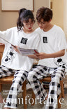 Xituodai New Sleepwear Couple Men and Women Matching Home Suits Cotton Pjs Chic Chinese Word Prints Leisure Nightwear Pajamas for Summer