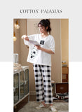 Xituodai New Sleepwear Couple Men and Women Matching Home Suits Cotton Pjs Chic Chinese Word Prints Leisure Nightwear Pajamas for Summer