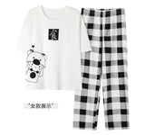 Xituodai New Sleepwear Couple Men and Women Matching Home Suits Cotton Pjs Chic Chinese Word Prints Leisure Nightwear Pajamas for Summer