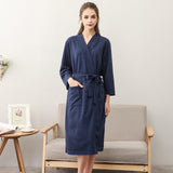 Xituodai Spring and Summer Couple Nightgown One Piece Solid Color Waffle Cardigan Three-Quarter Sleeve Robe