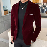 Xituodai Men&#39;s Blazer Fall Winter Velvet Slim Suit Jacket Fashion Men&#39;s Trend and Business Gentleman High-end Large Size M-5XL Suit coat