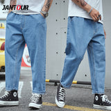 Xituodai 2022 Spring Autumn Men&#39;s Baggy Jeans Cotton Casual Elastic Straight Denim Trousers Wide Leg Pants Men Plus Size 40 42 44 46 48