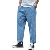 Xituodai 2022 Spring Autumn Men&#39;s Baggy Jeans Cotton Casual Elastic Straight Denim Trousers Wide Leg Pants Men Plus Size 40 42 44 46 48