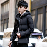 Xituodai Men&#39;s Winter Warm Hooded Parka Solid Color Waist Short Bread Jacket Youth Korean Fashion Trend Thick Coat Men