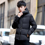 Xituodai Men&#39;s Winter Warm Hooded Parka Solid Color Waist Short Bread Jacket Youth Korean Fashion Trend Thick Coat Men