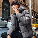 Xituodai Men&#39;s Winter Warm Hooded Parka Solid Color Waist Short Bread Jacket Youth Korean Fashion Trend Thick Coat Men