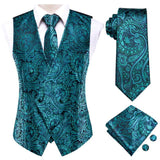 Xituodai Hi-Tie Black Luxury Paisley Men&#39;s Vest Set Hanky Cufflinks For Wedding 100% Silk Vest For Men Gold Waistcoat Yellow Classic Vest