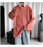 Xituodai 2022 Spring Men&#39;s Oversized T-Shirt Solid Color Basic T shirt O Neck Long Sleeve Tshirts Korean Women Man Casual Tees