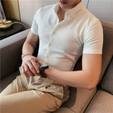 Xituodai High Quality Summer Men Dress Striped Shirts Short Sleeve Fashion 2022 Korean Slim Fit Casual Business Formal Wear Blouse Homme