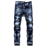 Xituodai Light Luxury Men¡¯s Slim-fit Noble Blue Jeans,High Quality Print Ripped Jeans, Scratches Stylish Sexy Street Jeans;