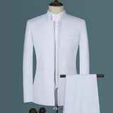 Xituodai Stand Collar Men Blazer Pants Vest Business Men&#39;s Wedding Suit Jacket Coat Trousers Waistcoat High Quality Slim Vest Dress Set