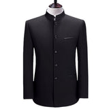 Xituodai Chinese Style Mandarin Stand Collar Business Casual Wedding Slim Fit Blazer Men Casual Suit Jacket Male Coat 4XL
