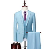 Xituodai Men Slim Business Casual Suits Dress Three-piece Set Jacket Pants Vest / Male Wedding Groom Blazer Coat Trousers Waistcoat