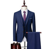 Xituodai Men Slim Business Casual Suits Dress Three-piece Set Jacket Pants Vest / Male Wedding Groom Blazer Coat Trousers Waistcoat