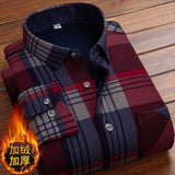 Xituodai Autumn Winter Thick Velvet Dress Shirt For Men Casual Long Sleeve Warm Fleece Lining Shirts Fashion Soft Flannel Plus Size 5XL