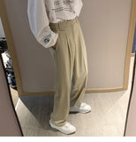 Xituodai Khaki Black White Suit Pants Men&#39;s Fashion Business Society Mens Dress Pants Korean Casual Wide-leg Pants Men Straight Trousers