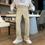 Xituodai Khaki Black White Suit Pants Men&#39;s Fashion Business Society Mens Dress Pants Korean Casual Wide-leg Pants Men Straight Trousers