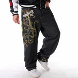 Xituodai Mens Jeans Top Limited Loose Hip Hop Jeans Men Printed Tide Men&#39;s Dress Casual Denim Trousers Cotton Pattern Harem Pants