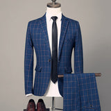 Xituodai 3 Pcs Set Blazers Pants Vest / 2022 New Men&#39;s Business Professional Classic Fashion Banquet Plaid Suits Coat Waistcoat M-4XL