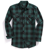 Xituodai 2022 New Men Casual Plaid Flannel Shirt Long-Sleeved Chest Two Pocket Design Fashion Printed-Button (USA SIZE S M L XL 2XL)