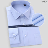 Xituodai High Quality Non-ironing Men Dress Long Sleeve Shirt 2022 New Solid Male Plus Size Regular Fit Stripe Business Shirt White Blue