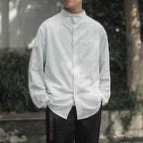 Xituodai Harajuku Men&#39;s Long Sleeve Shirts Fashion Stand Up Collar Man Shirt 2022 Solid Color Male Oversized Blouses
