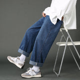Xituodai 2022 New Street Casual Loose Jeans Men&#39;s Korean Fashion Loose Straight Wide Leg Pants Couple Casual Pants Black Blue Light Blue