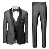 Xituodai Men Mariage Color Block Collar Suits Jacket Trousers Waistcoat Male Business Casual Wedding Blazers Coat Vest Pants 3 Pieces Set