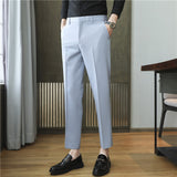 Xituodai High Quality Korean Summer Solid Drape Suit Pants Men Clothing 2022 Simple Slim Fit Ankle Length Office Trousers Formal Wear 36