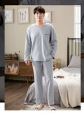 Xituodai Autumn Winter Men Cotton Pajamas Set Fashion Casual Striped Patchwork Sleepwear Suit Home Clothes Loose Home Wear Plus Size 4XL