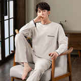 Xituodai Autumn Winter Men Cotton Pajamas Set Fashion Casual Striped Patchwork Sleepwear Suit Home Clothes Loose Home Wear Plus Size 4XL