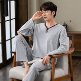 Xituodai Autumn Winter Men Cotton Pajamas Set Fashion Casual Striped Patchwork Sleepwear Suit Home Clothes Loose Home Wear Plus Size 4XL