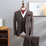 Xituodai British Style Suit Men 3 Piece Suit Plaid Blazer Trend Groom Wedding Suits Tuxedo Business Formal Dress Suit Men&#39;s Smoking Uomo